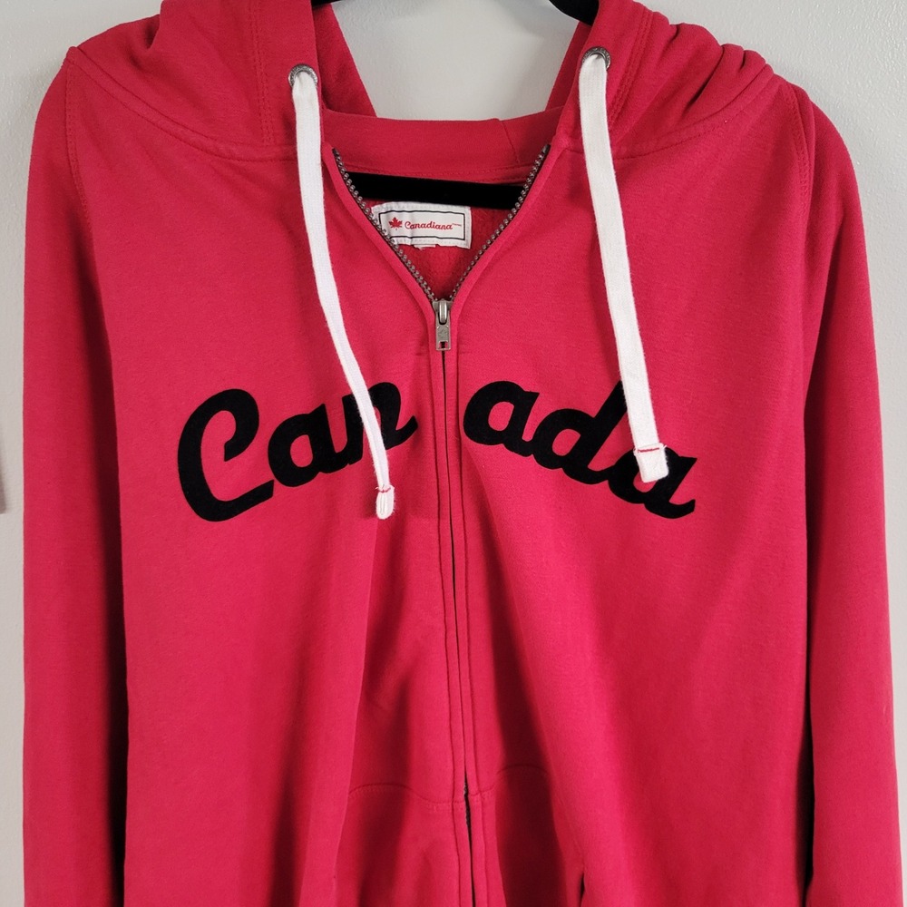 Canada Canadiana‎ Mens Red Graphic Maple Leaf Full Zip Hoodie Jacket Size 4X